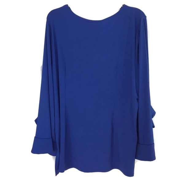 SOLD Womens Top Plus Key Hole Neck Sleeve Blue - Picture 2 of 5